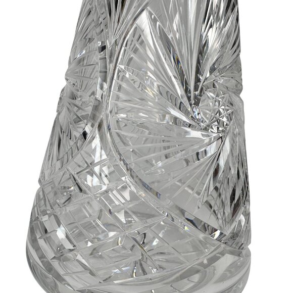 Decanter Crystal Cut Glass European MCM Starburst Diamond Pattern W/ Stopper 13" - Picture 16 of 16